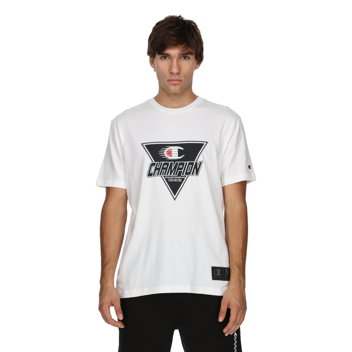 Тениска Champion Short Sleeve Crew Neck T-Shirt with Triangular Graphic Бяло | 220366-WW001, 0