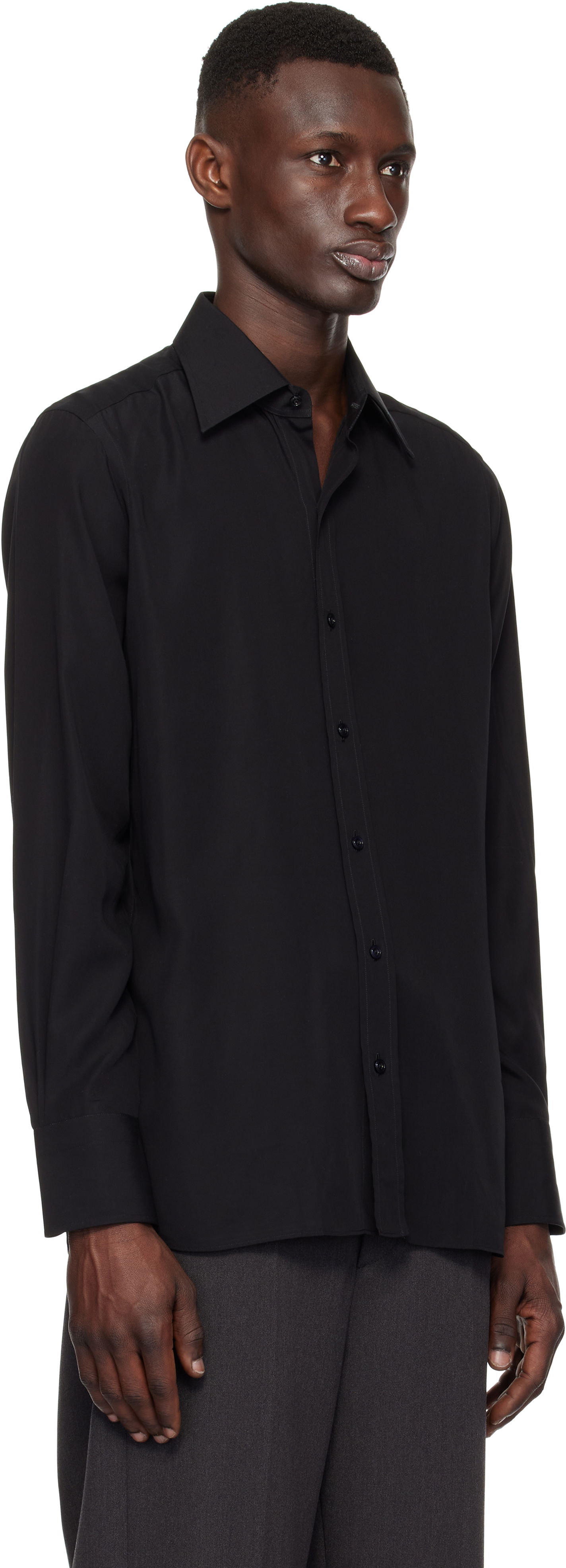 Риза Tom Ford TOM FORD Lightweight Lyocell Slim Fit Shirt Черно | HSBC01-LYS03, 1