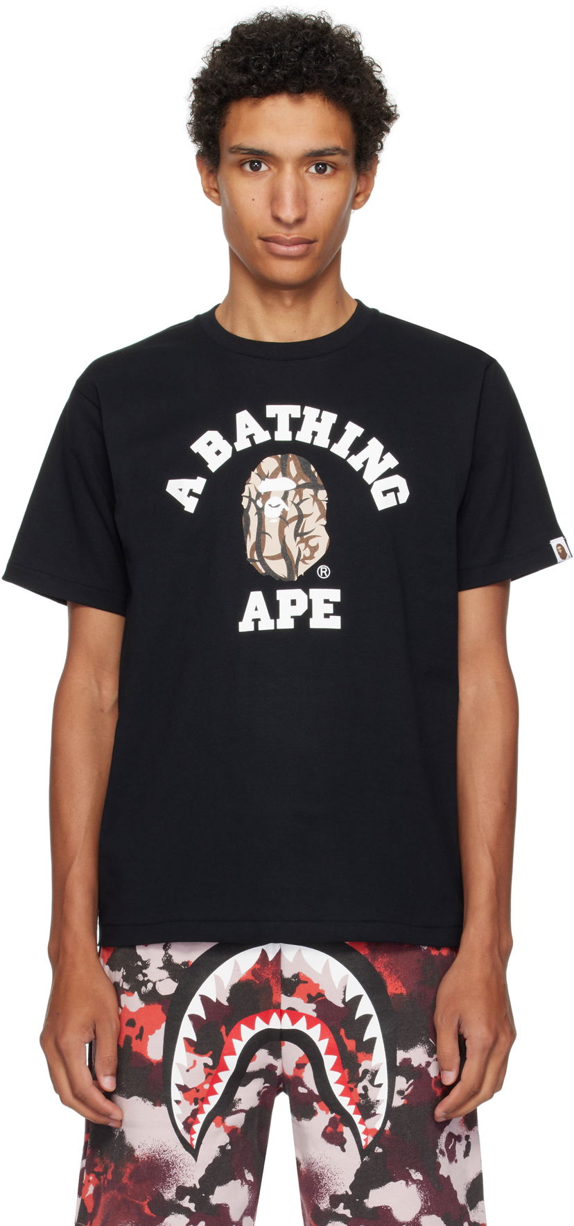Тениска BAPE A Bathing Ape Trial Camo College T-Shirt Черно | 001TEL301033M