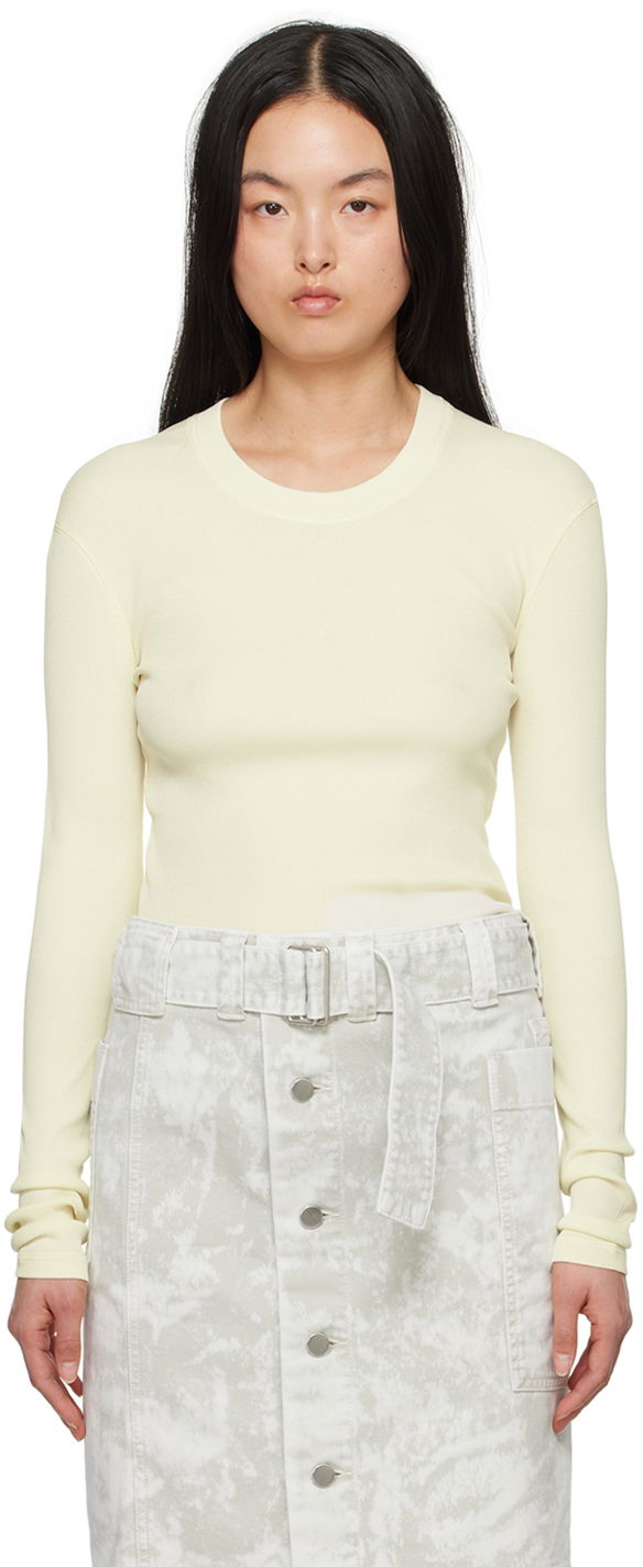 Пуловер LEMAIRE LEMAIRE Women's Ribbed Long Sleeve T-Shirt Жълто | TO1147 LJ1017, 0