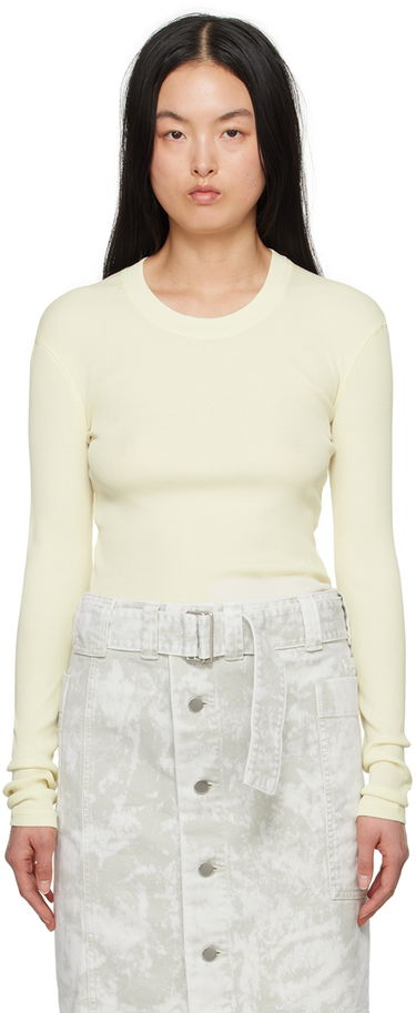 Пуловер LEMAIRE LEMAIRE Women's Ribbed Long Sleeve T-Shirt Жълто | TO1147 LJ1017, 0