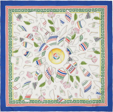 Шал Casablanca White & Navy Silk Scarf with Floral Print Многоцветен | APS25-ACC-052-02, 0