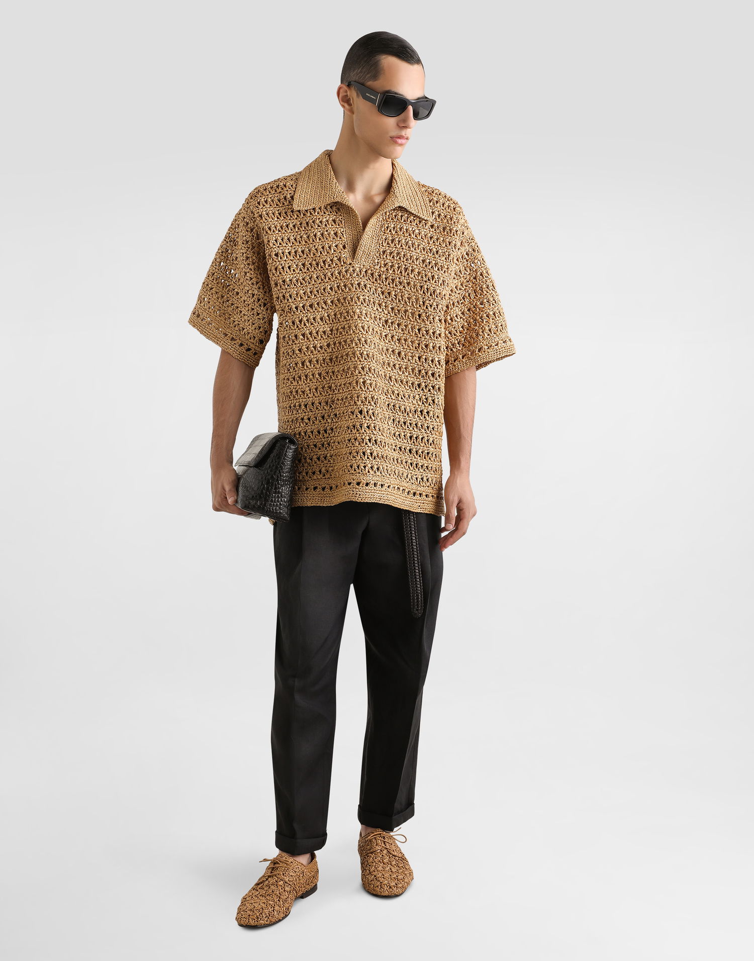 Поло тениска Dolce & Gabbana Dolce & Gabbana Crochet Polo Shirt Бежово | GXZ58TJAIRDA0591, 1