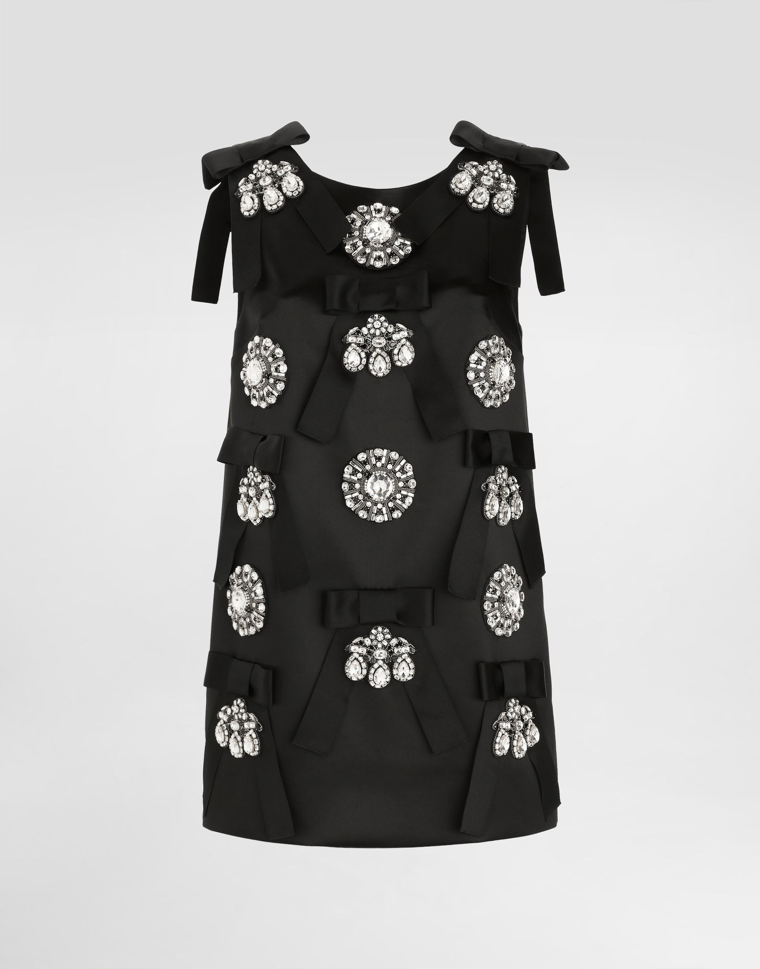 Pокля Dolce & Gabbana Dolce & Gabbana Jewel and Bow Embellished Shift Dress Черно | F60E9ZGDDIJS8400, 0