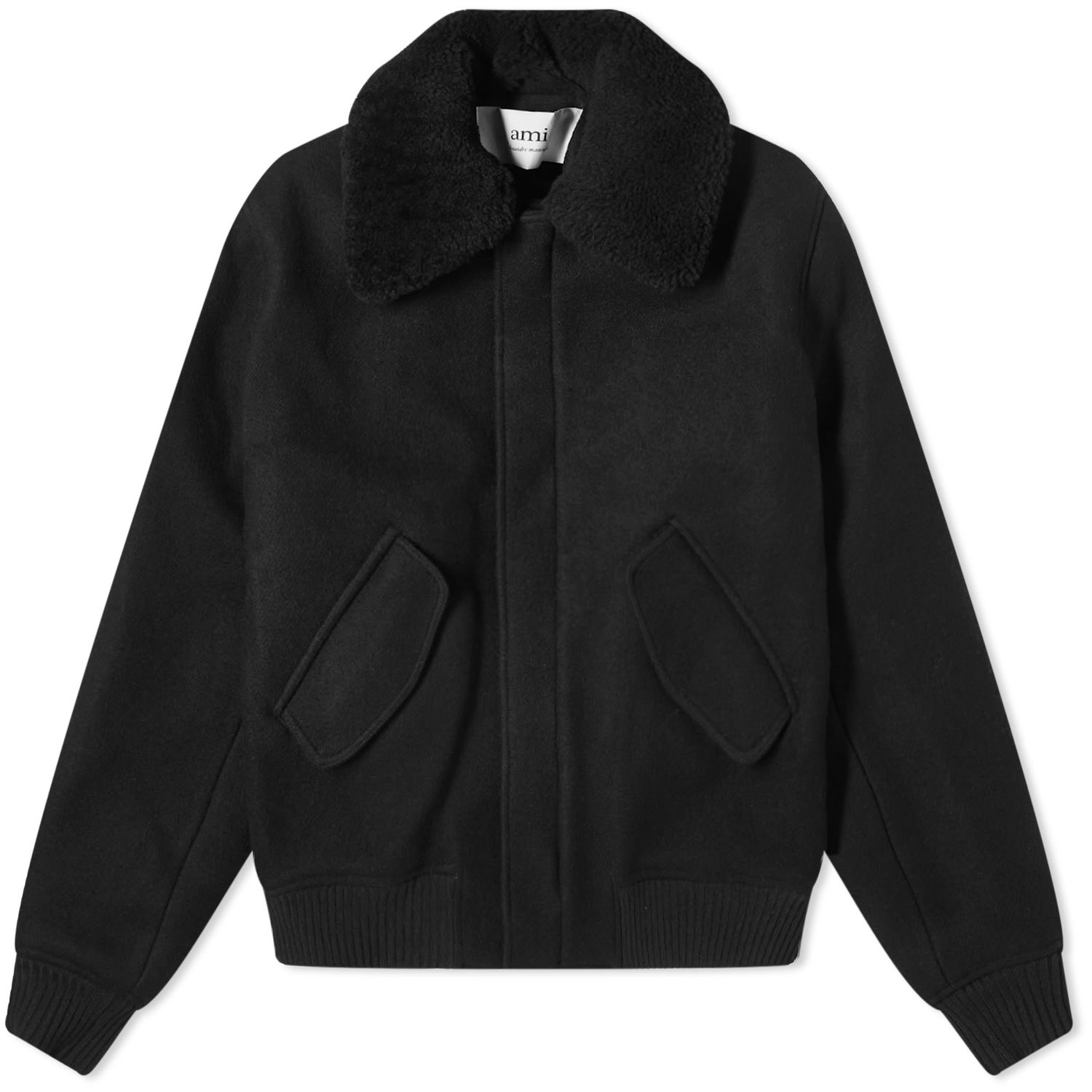 Яке AMI Shearling Collar Wool Jacket Черно | UJK010-WV0020-001, 0