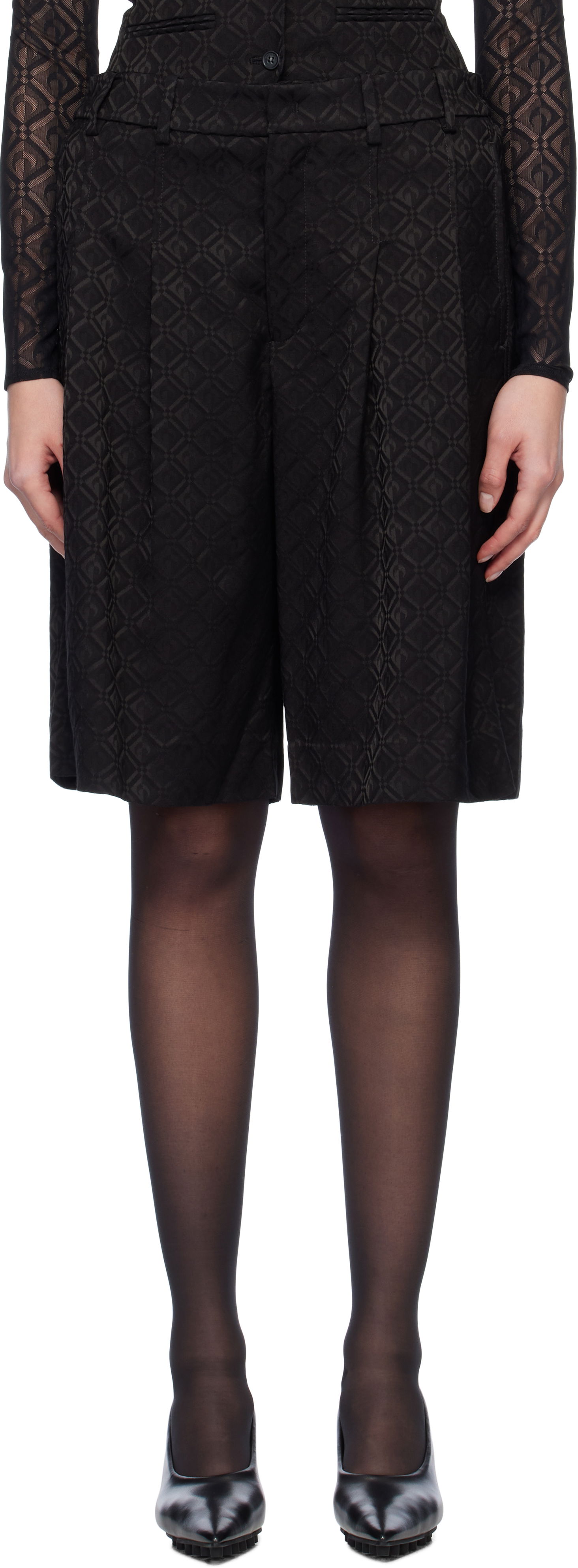 Къси панталони Marine Serre Marine Serre Moon Diamond Jacquard Tailored Shorts Черно | MSH010A, 0