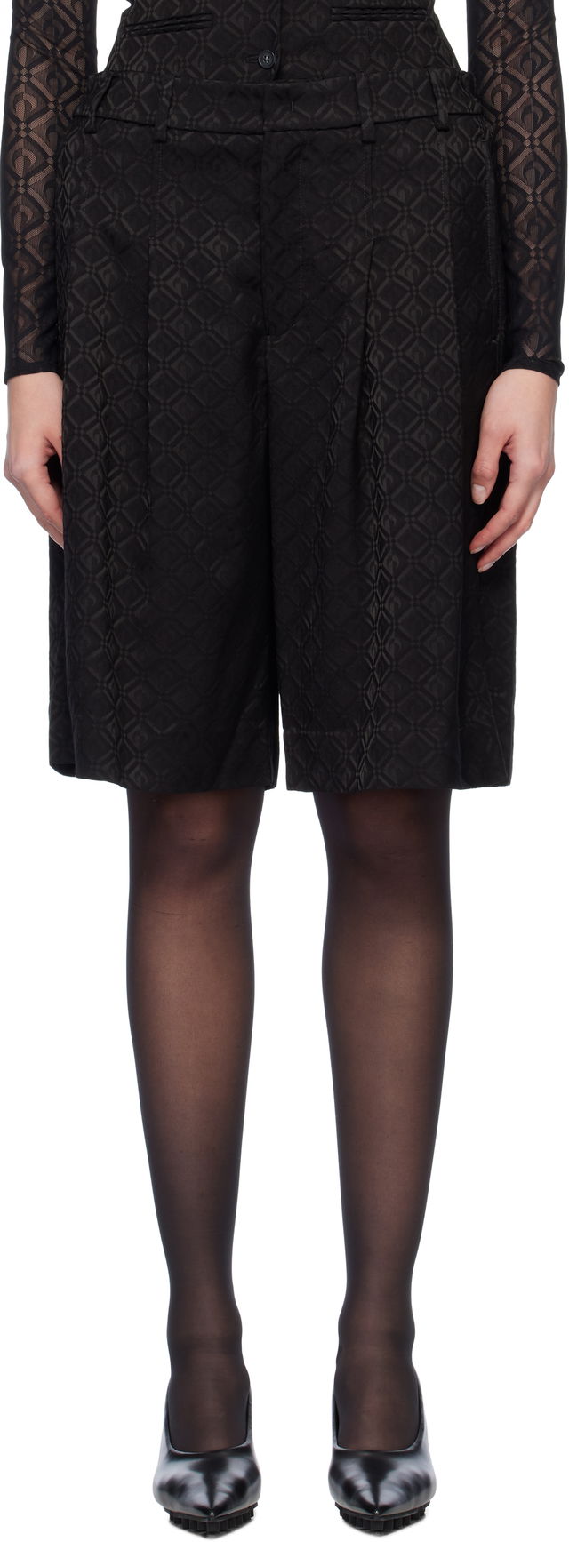 Marine Serre Moon Diamond Jacquard Tailored Shorts