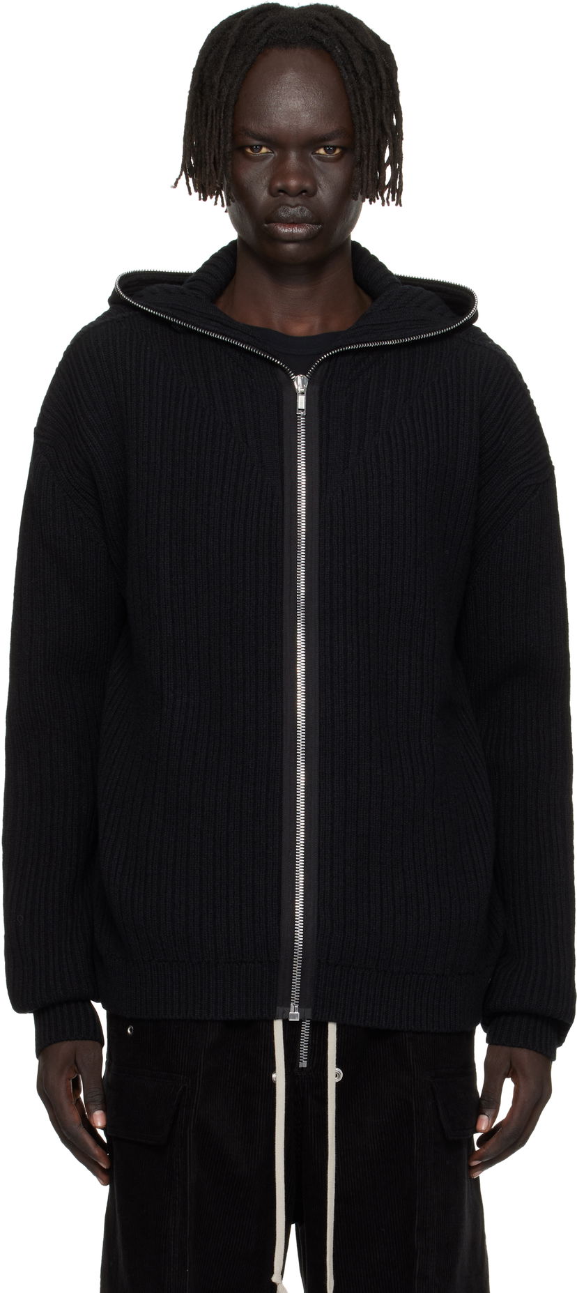 Суитчър Rick Owens Rick Owens Concordians Zipped Knit Hoodie Черно | RU02E1647 KWV