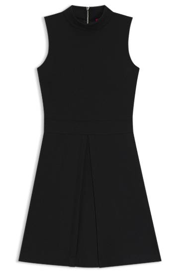 Pокля BOSS Sleeveless Jersey Dress with Pleated Skirt Черно | 50542729