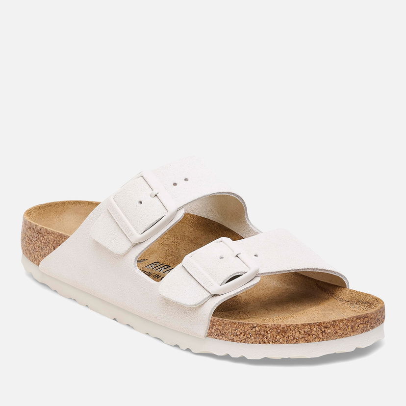 Кецове и обувки Birkenstock Arizona Slim Fit Suede Double Strap Sandals - Antique White Бежово | 1026842