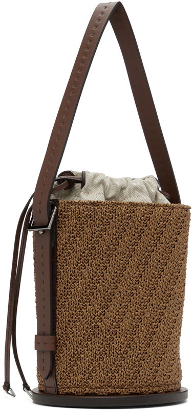 Голяма пазарска чанта Max Mara Archetipo Leather-Trimmed Raffia Bucket Bag Кафяво | 2414511032600, 2