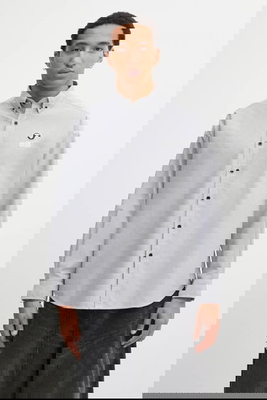 Риза AAPE by A Bathing Ape AAPE Now Relaxed Fit Button-Down Shirt Сиво | AAPSTM8540XXP, 0