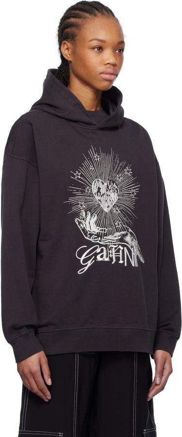 Суитчър GANNI Ganni Isoli Heart Oversized Hoodie Сиво | T4082, 4
