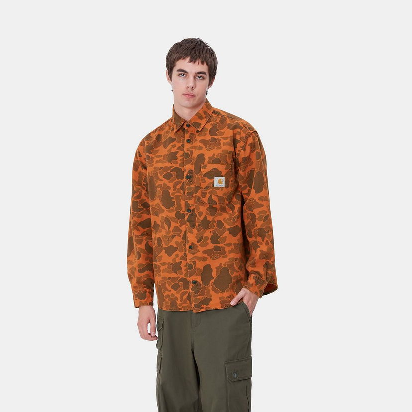 Риза Carhartt WIP Duck Camo Long Sleeve Shirt Оранжево
 | I033769_8