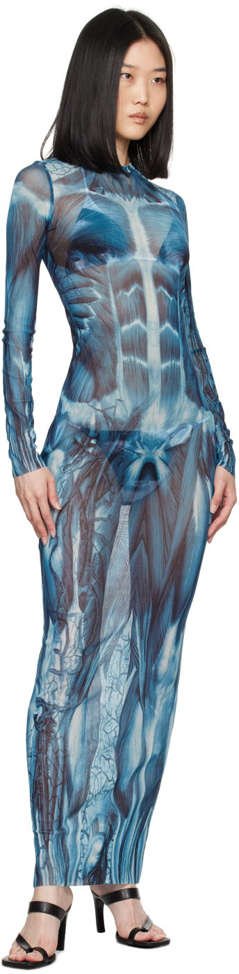 Pокля Jean Paul Gaultier 'The Écorché' Maxi Dress Синьо | 24/30-F-RO254-T554-505601, 3