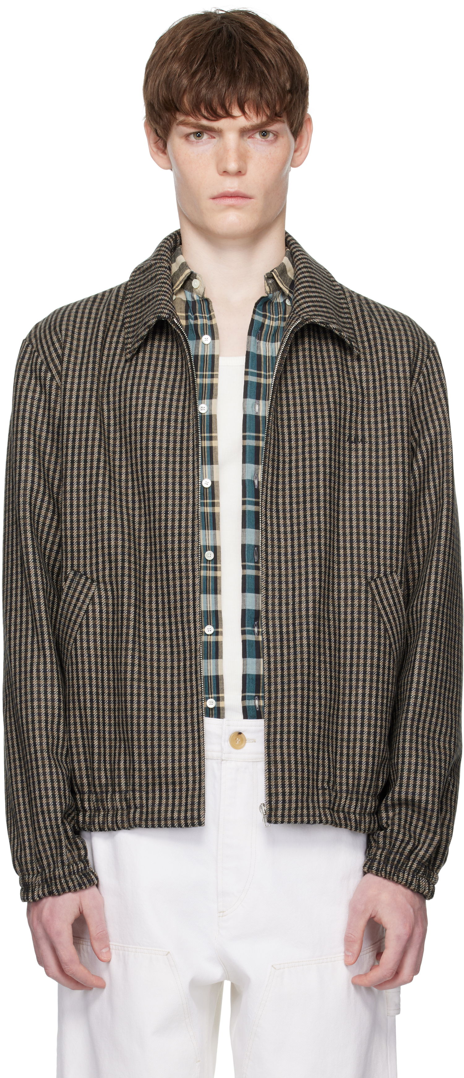 Яке A.P.C. A.P.C. Gilbert Houndstooth Zip Jacket Кафяво | WOASP-M32018, 0