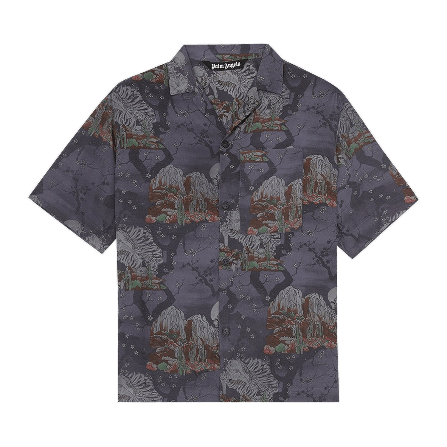 Риза Palm Angels All Over Skull Bowling Shirt Черно | PMGA037F20FAB0011084, 0