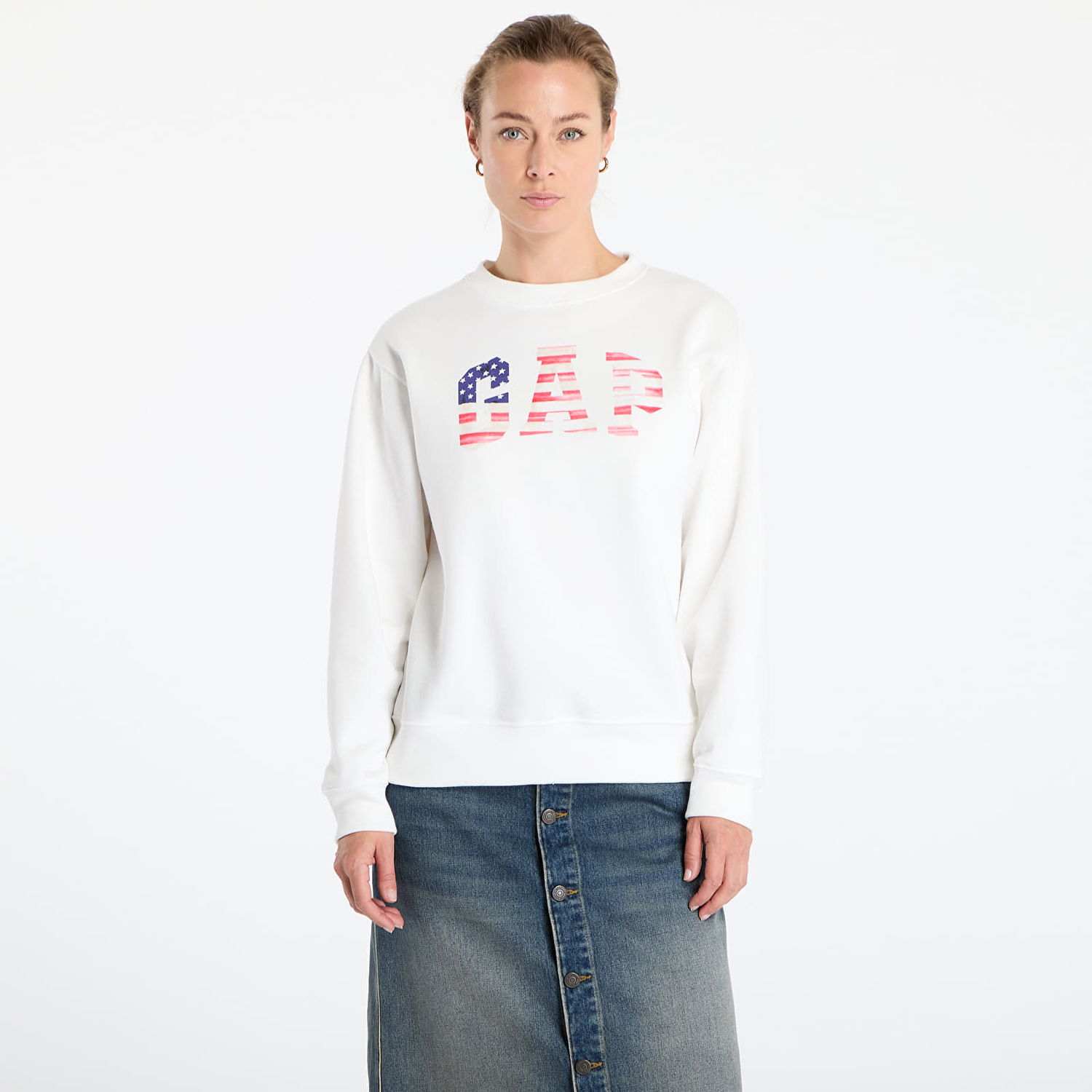 Суитчър GAP Heritage Logo Sweatshirt Бяло | 782487-01, 0