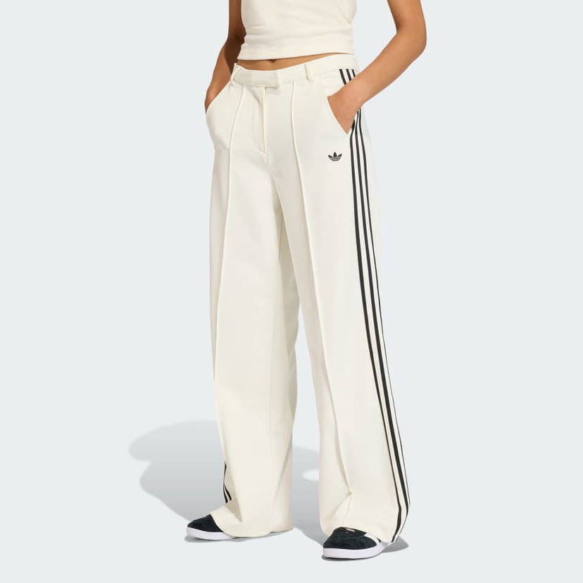 Панталони adidas Performance SPORT TAILORED Wide Leg 3-Stripes Pants Бяло | KC9089