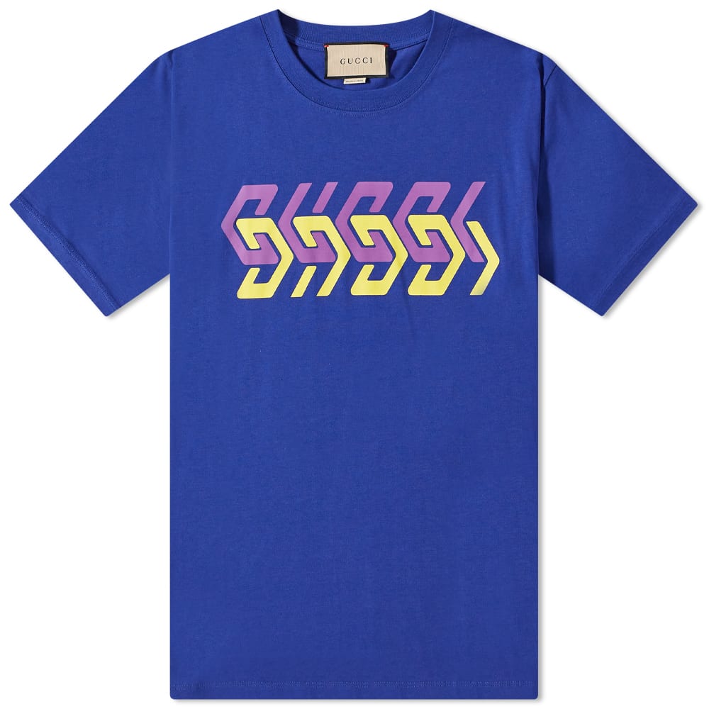 Тениска Gucci Gucci Geometric Block Logo T-Shirt Синьо | 616036-XJDV9-4120, 0