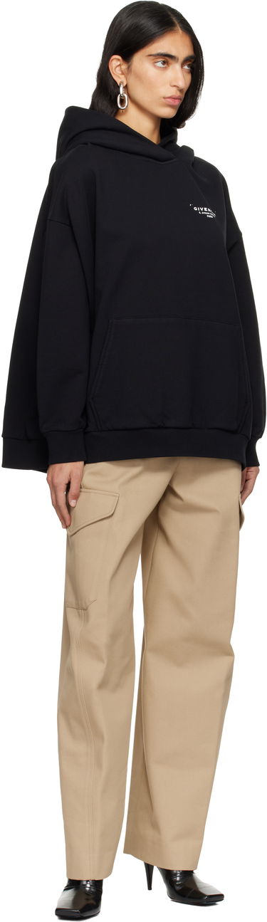 Суитчър Givenchy Paris Text Logo Print Hoodie with Kangaroo Pocket Черно | BWJ04TP75N001, 3