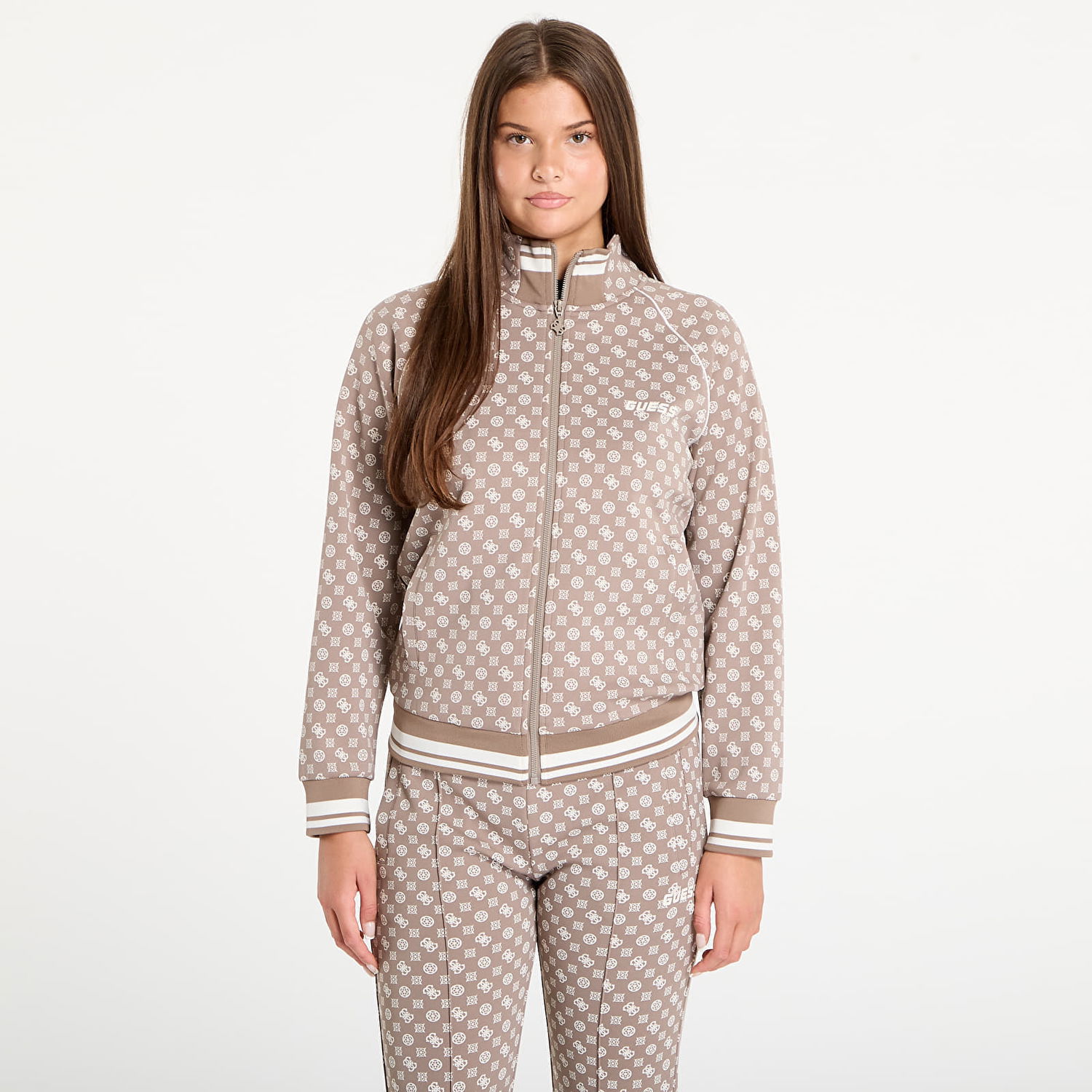 Суитчър GUESS GUESS Aggie Full Zip Sweatshirt Кафяво | V5YQ03KB212-P8HI, 0
