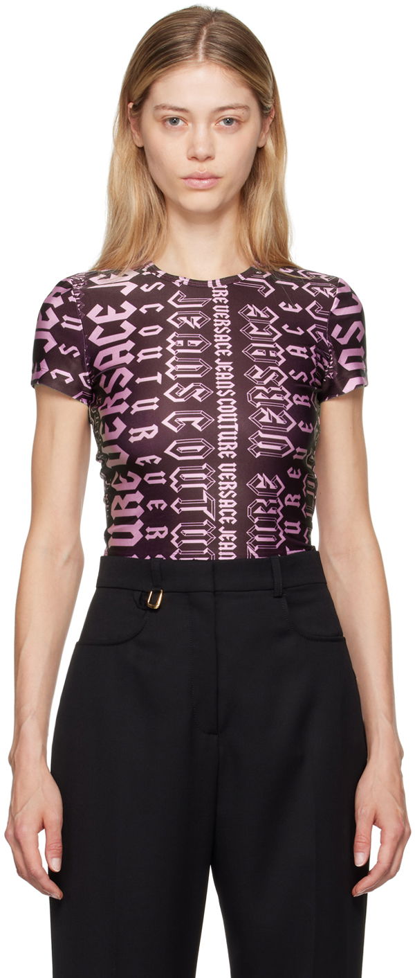 Тениска Versace Jeans Couture Purple Logomania T-Shirt Лилаво | E77HAH6A2_EJS406, 0