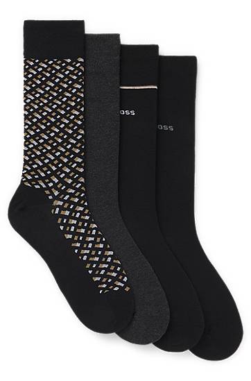 Чорапи BOSS Gift-boxed four-pack of regular-length socks featuring one patterned pair and three solid pairs Многоцветен | 50524322, 0