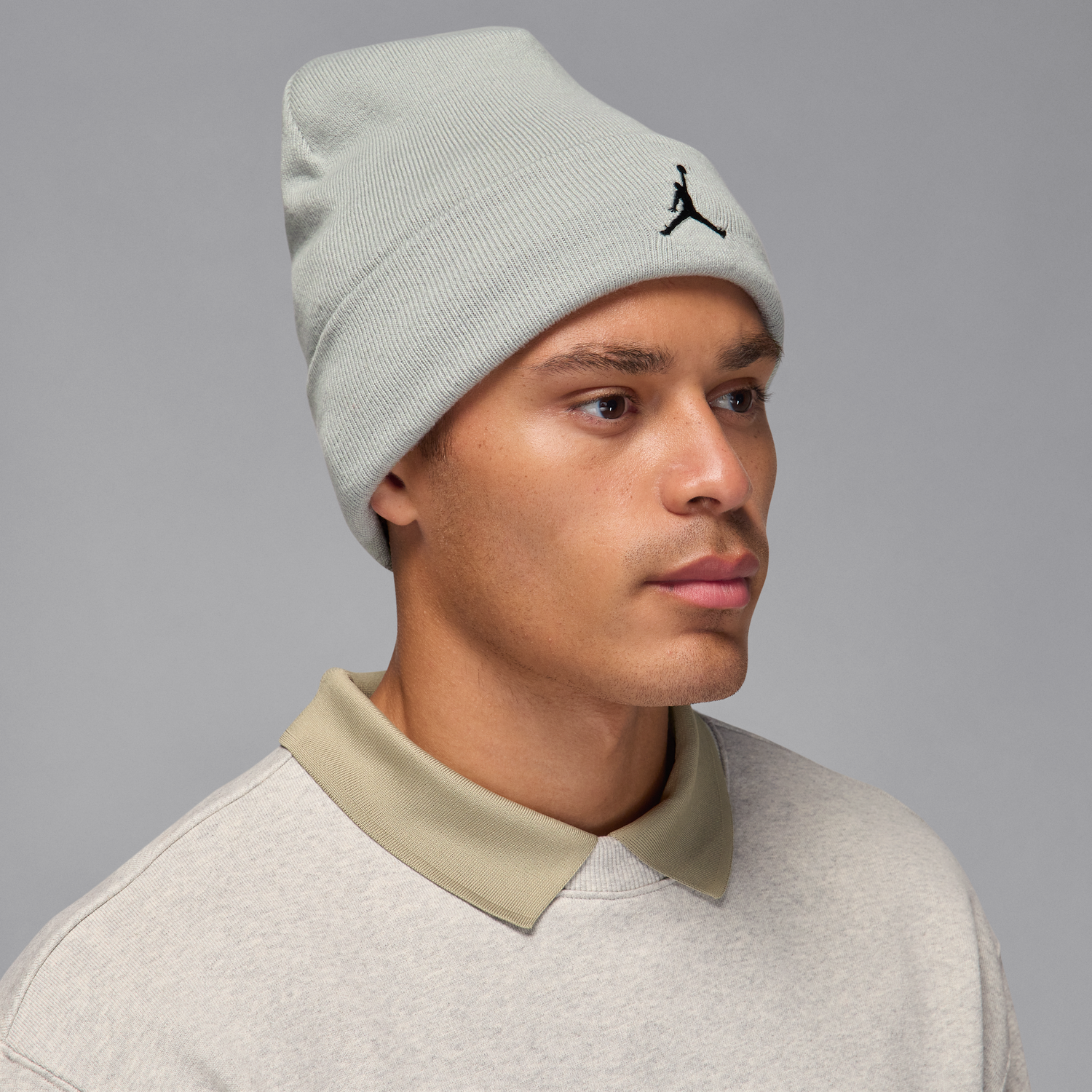 Шапка Jordan Jordan Peak Satin-Lined Ribbed Beanie Сиво | HJ3224-077, 1