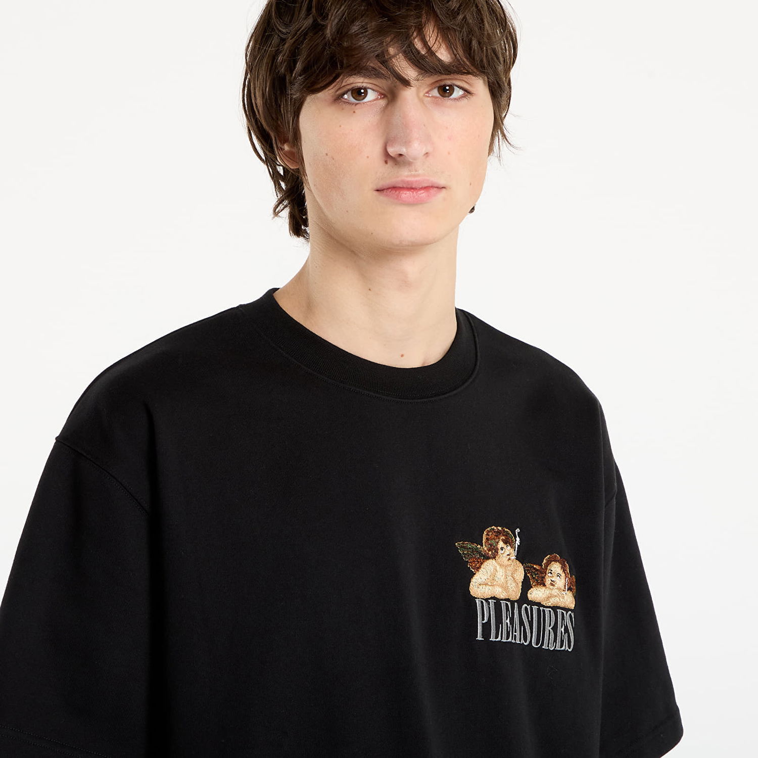 Тениска Pleasures Dynamic Short Sleeve Crewneck T-Shirt with Cherub Graphic Черно | P25F046-BLACK, 1