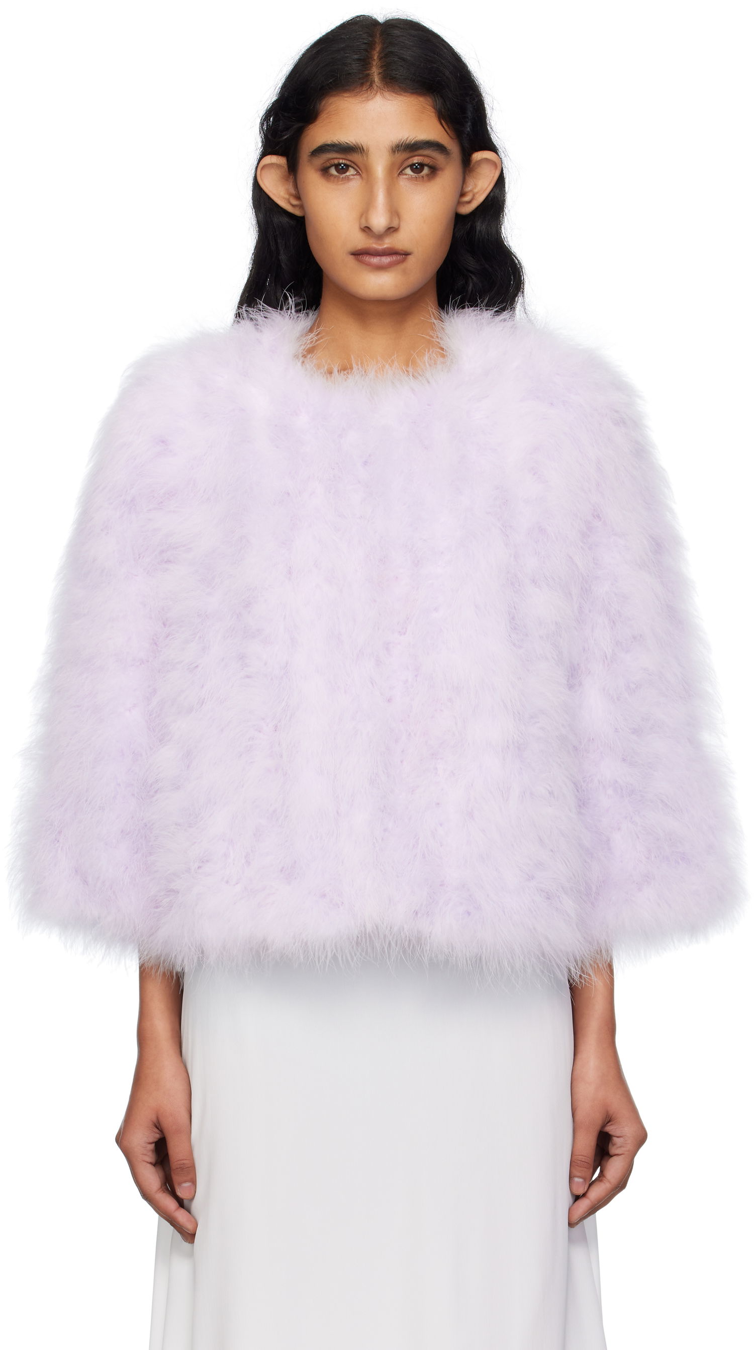 Яке Yves Salomon Yves Salomon Short Feather Jacket Лилаво | 26W23WAV15454PLUX, 0