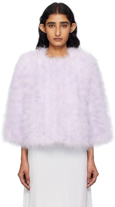 Яке Yves Salomon Yves Salomon Short Feather Jacket Лилаво | 26W23WAV15454PLUX, 0