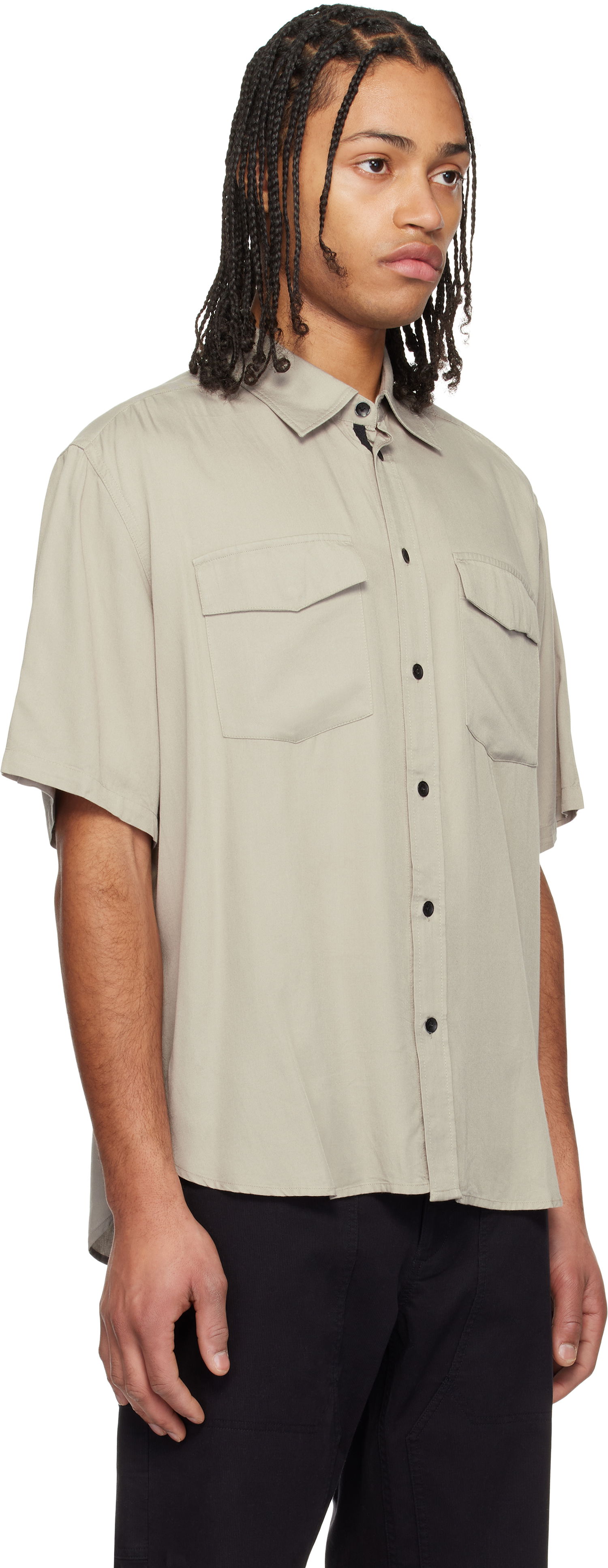 Риза rag & bone Rag & Bone Matthew Two-Pocket Short Sleeve Shirt Бежово | MBW24HA011VSML, 1