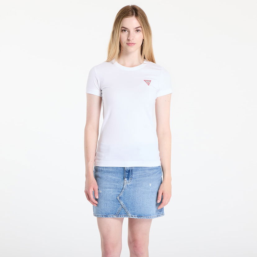 Тениска GUESS Short Sleeve Crew Neck Mini Triangle T-shirt Бяло | W2YI44J1314-G011