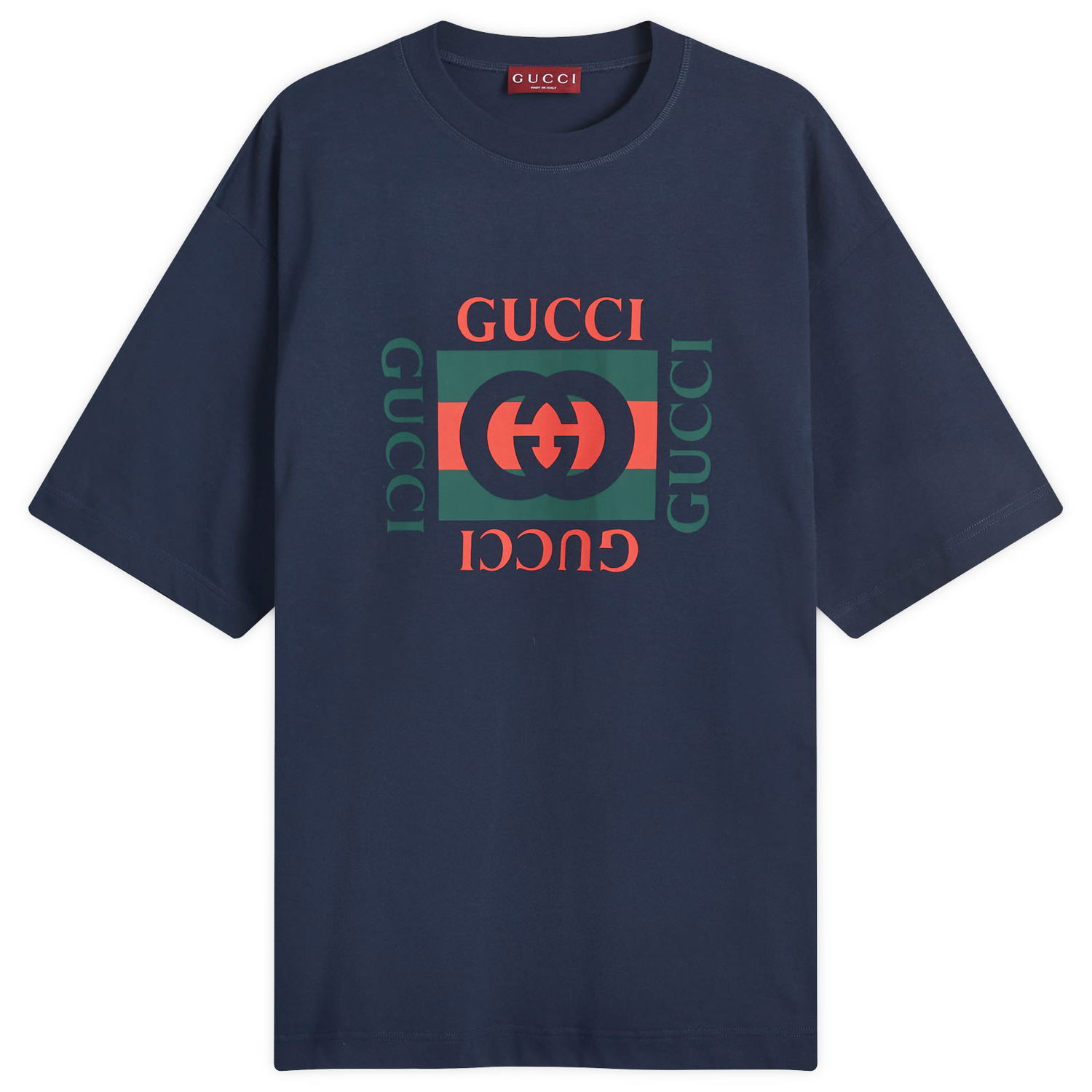 Тениска Gucci Interlocking Box Logo T-Shirt Тъмно синьо | 784361-XJGKA-4735, 0