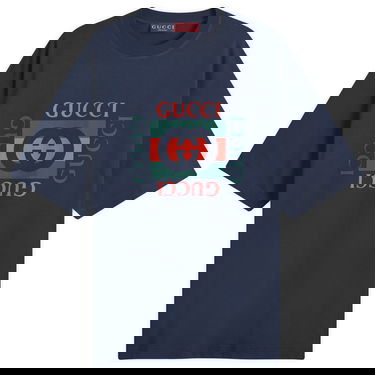 Тениска Gucci Interlocking Box Logo T-Shirt Тъмно синьо | 784361-XJGKA-4735, 0