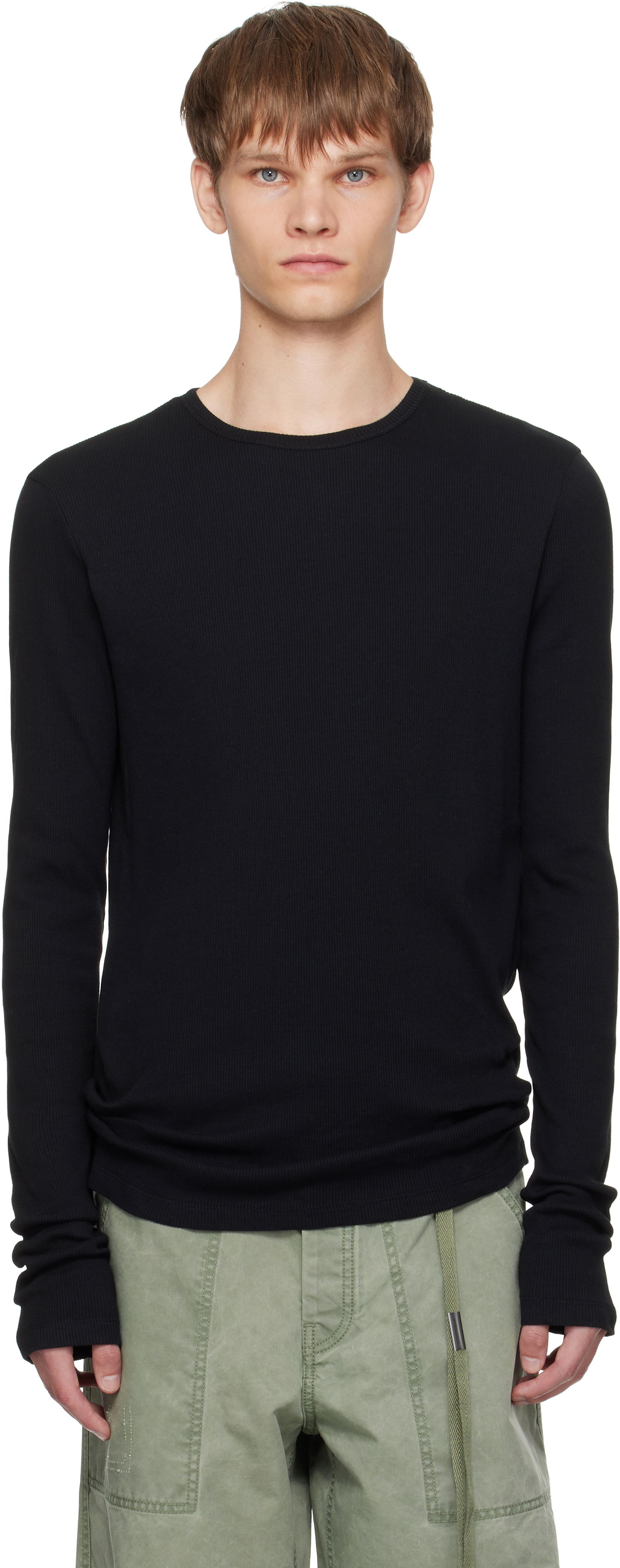 Тениска Ann Demeulemeester Ann Demeulemeester Greg Thermal Long Sleeve T-Shirt Черно | B0011646-FA659-099, 0