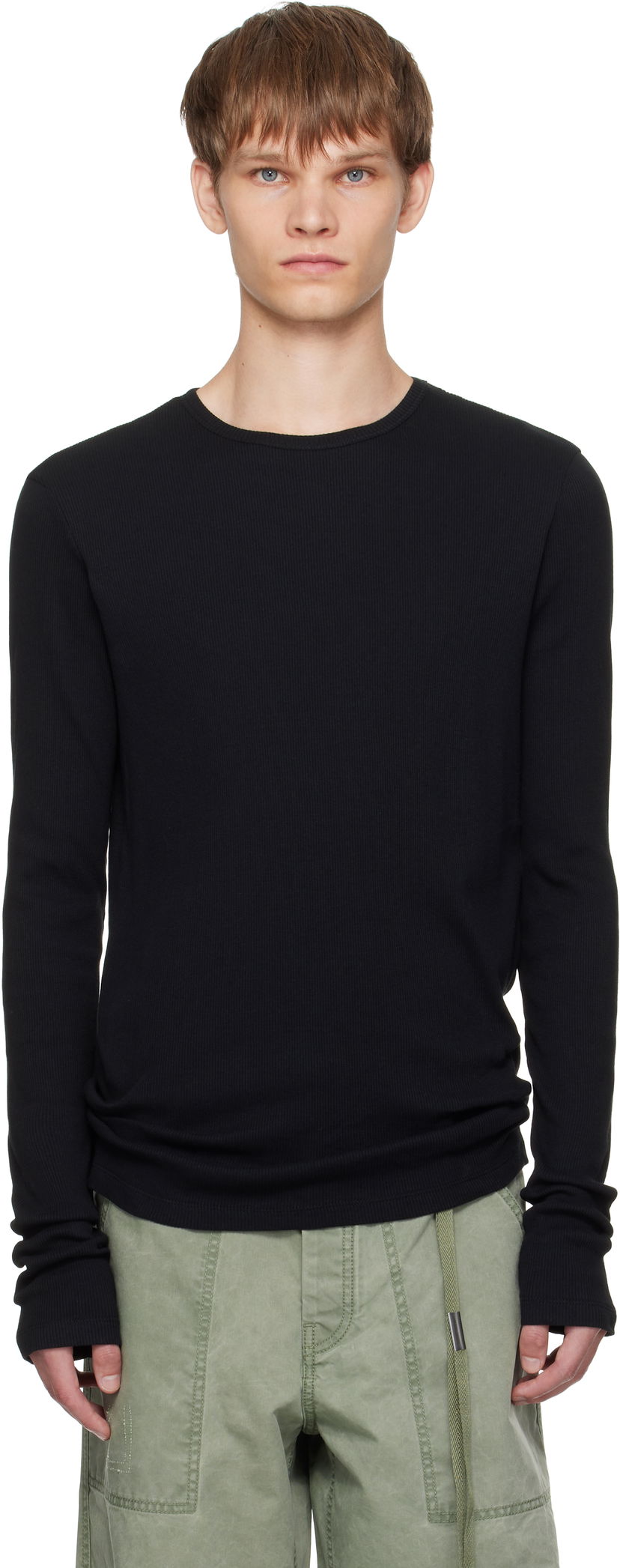Тениска Ann Demeulemeester Ann Demeulemeester Greg Thermal Long Sleeve T-Shirt Черно | B0011646-FA659-099