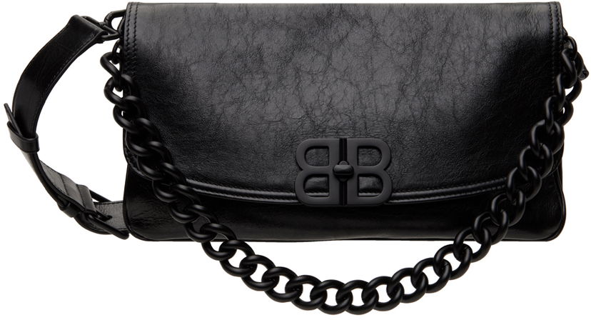 Дамска чанта Balenciaga Black 'BB' Soft Medium Flap Bag Черно | 7485962AA26