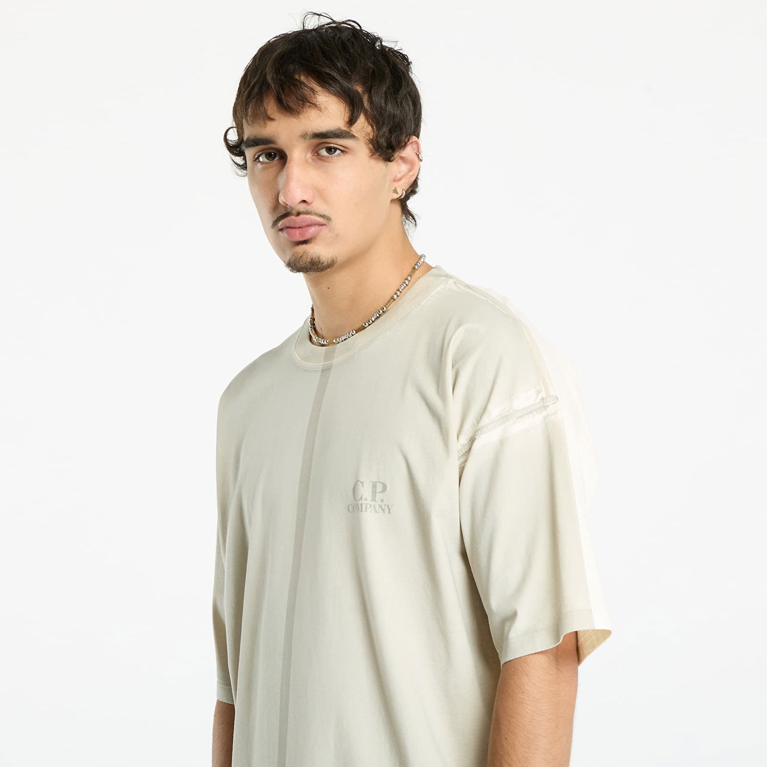 Тениска C.P. Company C.P. Company 24/1 Jersey Short Sleeve Printed Logo T-Shirt Бежово | 19CMTS231A005431P-402, 1
