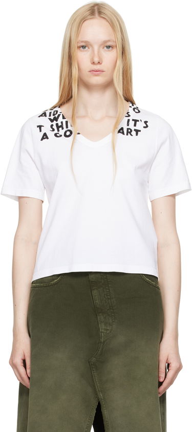 Тениска Maison Margiela MM6 Maison Margiela V-Neck SIDA Print T-Shirt Бяло | S62GD0203 M20108, 0