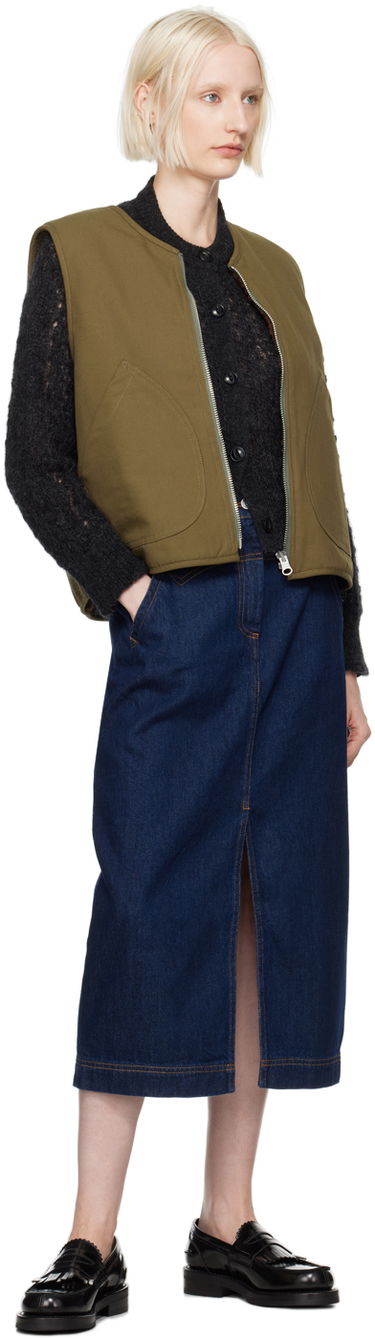 Пола YMC Dolly Denim Midi Skirt Тъмно синьо | Q3XAB, 3