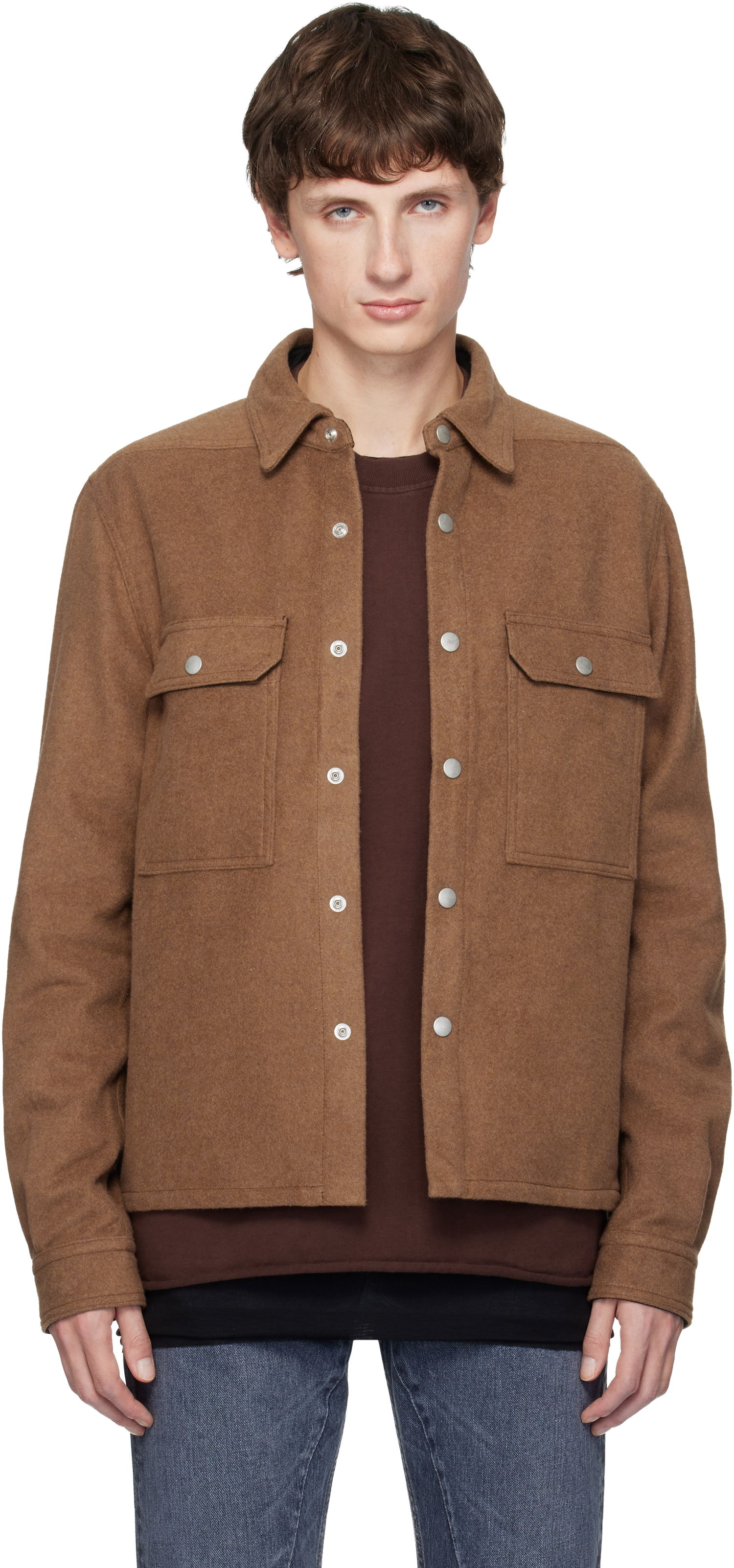 Яке Rick Owens DRKSHDW Concordians Cropped Overshirt Кафяво | DL02E2299 CFRTJP, 0