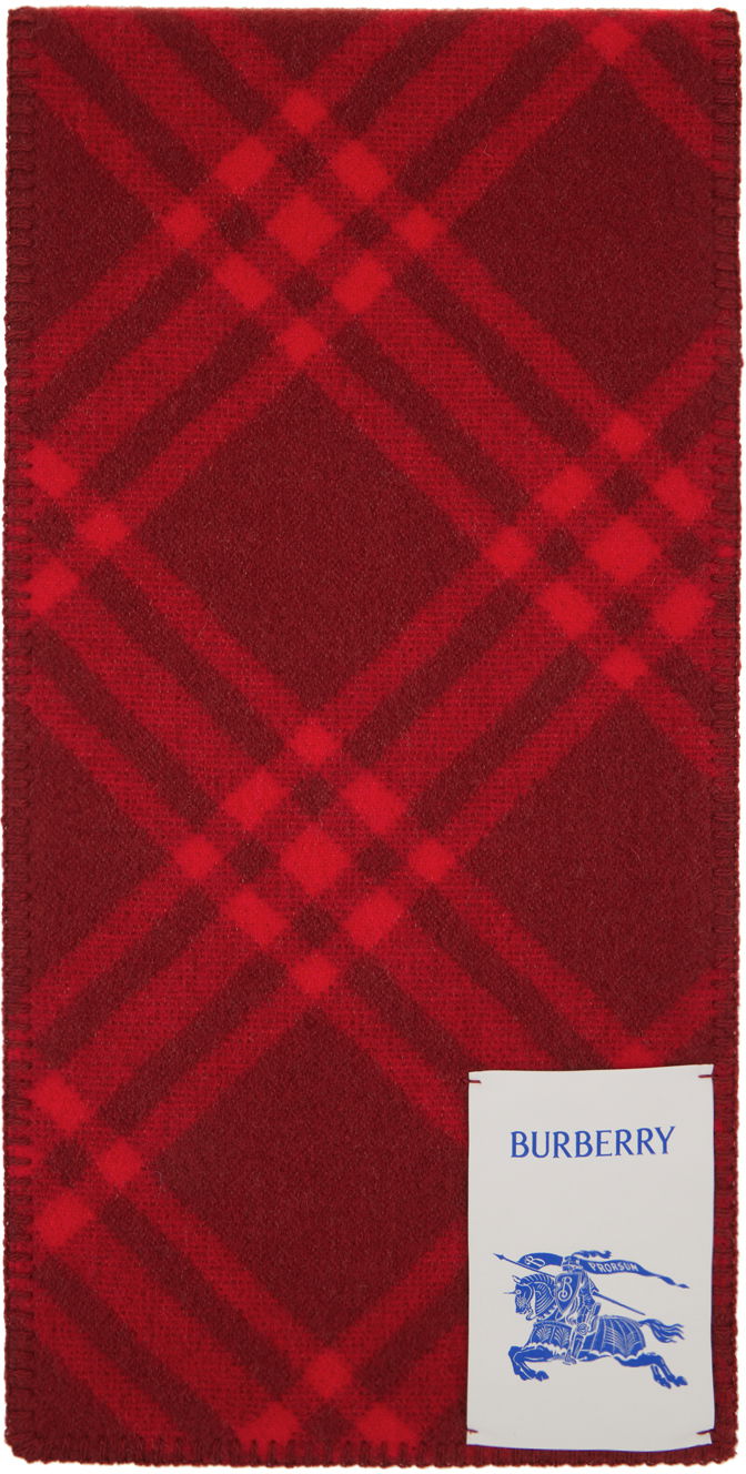 Шал Burberry Check Wool Scarf Burgundy / Red Бургунди | 8079248