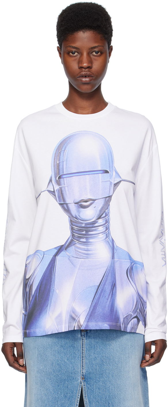 Тениска Stella McCartney Stella McCartney Graphic Long Sleeve T-Shirt Бяло | 6J01613SPY83