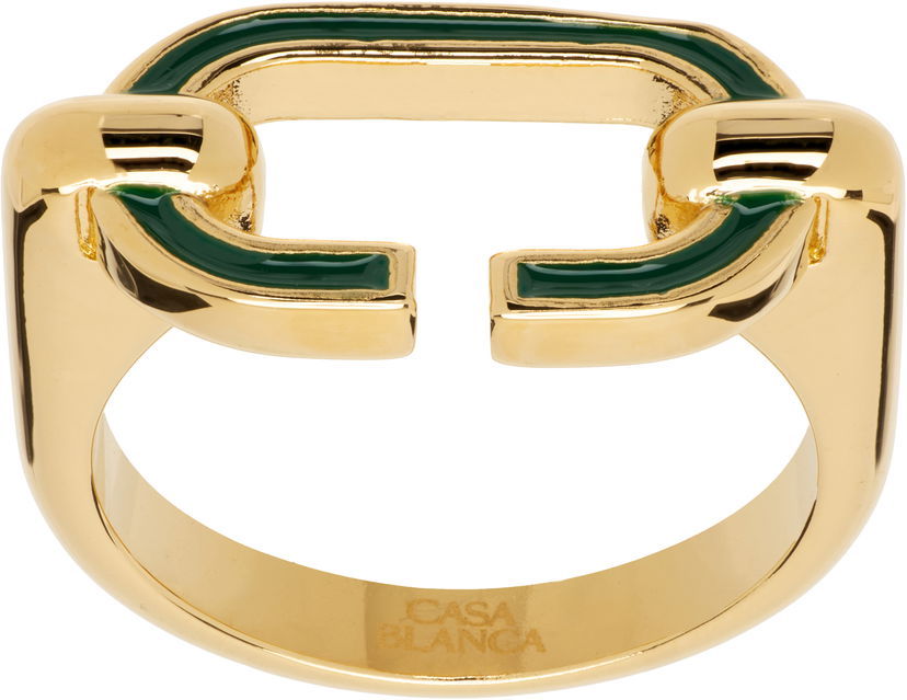 Пръстен Casablanca 'C' Link Ring Зелено | A-AW25-JW-296-01