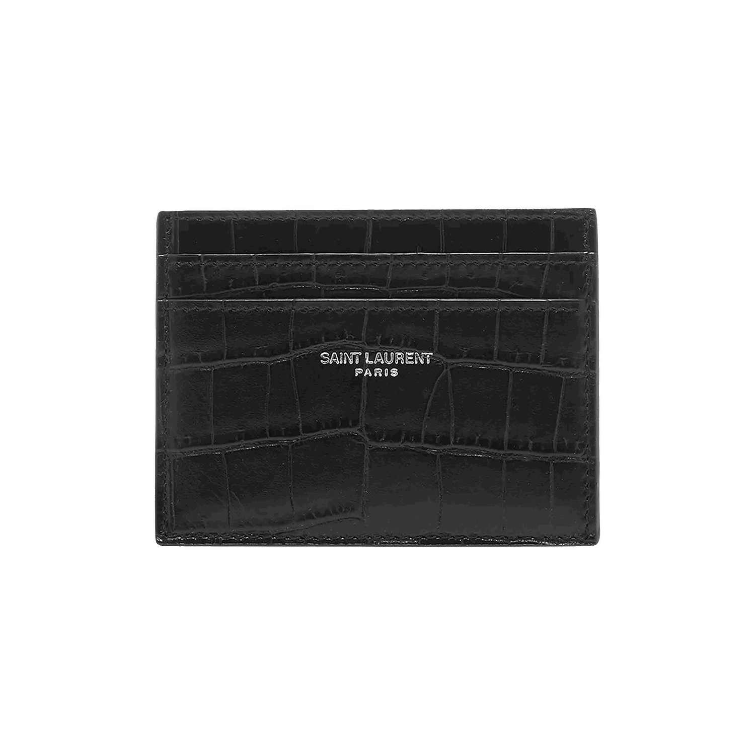 Портфейл Saint Laurent Embossed Leather Credit Card Case Черно | 375946 DZE0E 1000, 0
