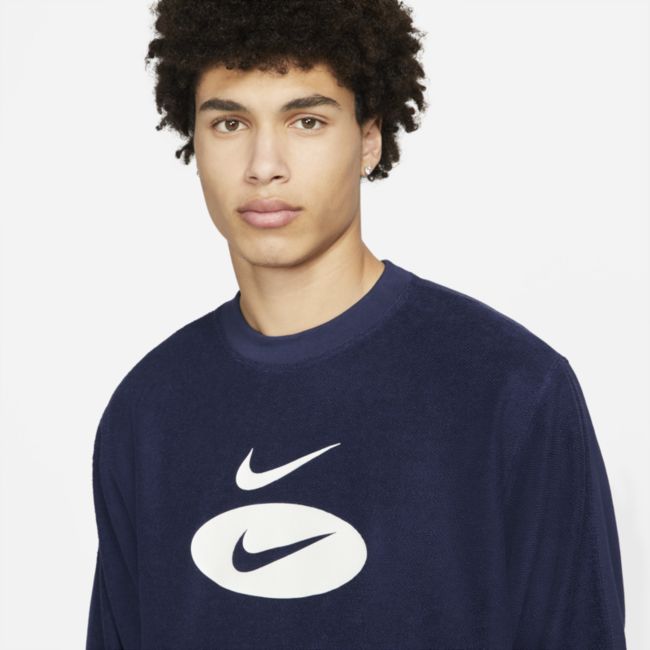 Суитчър Nike Sportswear Swoosh League French Terry Crew Синьо | DM5464-410, 1