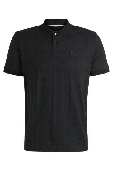 Поло тениска BOSS BOSS Circle Jacquard Polo Shirt Черно | 50538191, 0