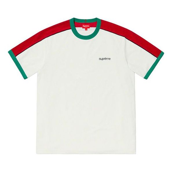 Тениска Supreme Shoulder Stripe Terry Short Sleeve T-Shirt Бяло | SUP-SS19-10269